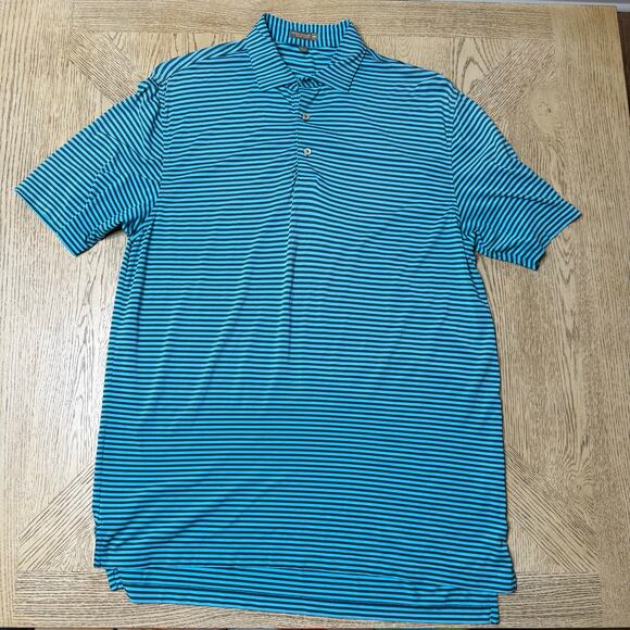 Peter Millar Summer Comfort Striped Performance Polo Blue Fish Competition Large - Picture 1 of 8